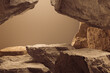 © Anusorn - geometric Stone and Rock shape background, minimalist mockup for podium display or showcase, 3d rendering.