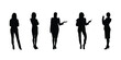 Group of business women silhouette full body illustration