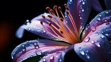 Macro Image Of Flower With Drop Of Water