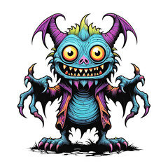 Wall Mural - Monster cartoon character design illustration on transparent background