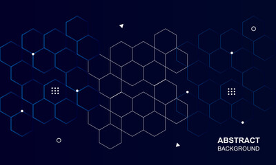 Smart digital technology architecture abstract hexagon line element style dark blue background design