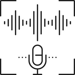 Leinwandbilder - Voice recognition biometric identification and verification icon. Secure access digital technology, identity verification or biometric recognition line vector symbol with microphone and sound waves