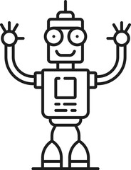 Fototapete - Robot line and outline icon. Isolated vector futuristic humanoid ai bot sign, showcasing cutting edge of technology in a minimalist, linear captivating style. Artificial intelligence robotic machine