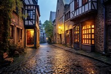 Street In The Old Town Of Rothenburg Ob Der Tauber, Germany, AI Generated