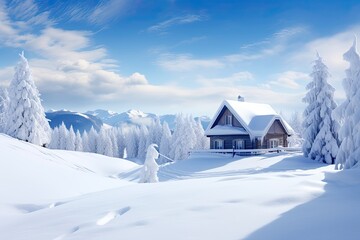 Canvas Print - Winter in the swiss alps Braunwald, Switzerland, AI Generated