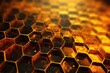 Abstract golden honeycomb background. 3d rendering toned image, AI Generated