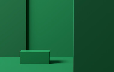 Wall Mural - Abstract green rectangular background podium or pedestal for product branding and presentation.