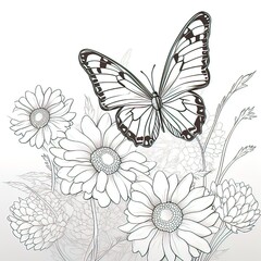 Canvas Print - Clean coloring book page of a Butterfly