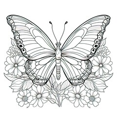 Canvas Print - Clean coloring book page of a Butterfly