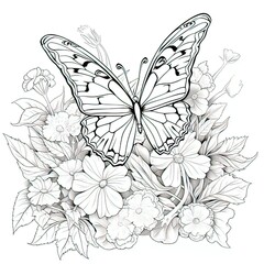 Poster - Clean coloring book page of a Butterfly