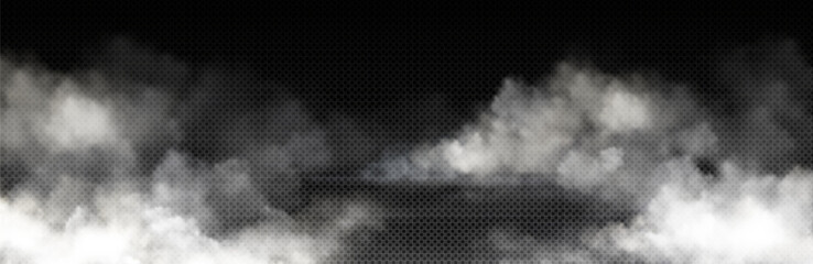 Wall Mural - white smoke cloud with overlay effect on transparent background. realistic border with fog. vector i