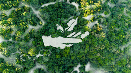 Wall Mural - ESG concepts, environment, society and governance The energy of the natural environment is sustainable and ethical in networking. Bird's eye view of a lush forest