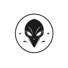 Sticker - Design of minimalist logo featuring an Alien in black 