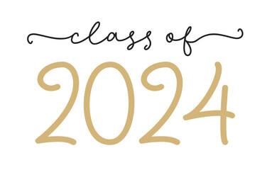 Wall Mural - CLASS OF 2024. Graduation logo with cap.