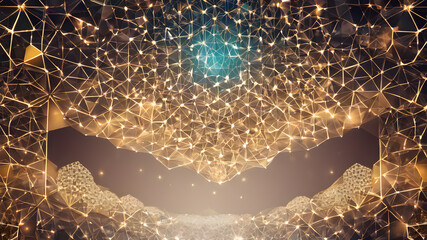  Wireframe connectivity mesh geometric network tech background concept.. AI generated image, ai