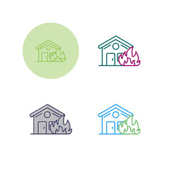 Wall Mural - House On Fire Vector Icon