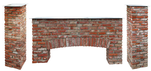 Wall Mural - The arch and columns are made from old reclaimed red bricks isolated