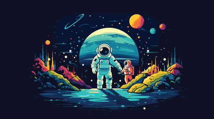 Wall Mural - space tourism in a vector scene portraying commercial spacecraft and tourists experiencing the wonde