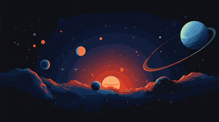 Wall Mural - space tourism in a vector scene portraying commercial spacecraft and tourists experiencing the wonde
