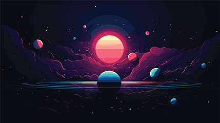 cosmic journey with a vector art piece illustrating the challenges of space exploration. spacecraft 