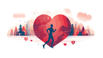 Wall Mural - health in a vector art piece showcasing a gym enthusiast engaged in running, cycling, or other cardi