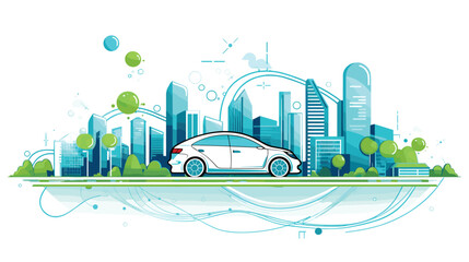 Wall Mural - future of transportation with a vector art piece illustrating the integration of electric and autono