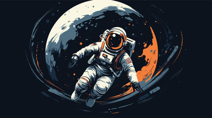 unique challenges of zero gravity in a vector depiction of astronauts navigating space stations.