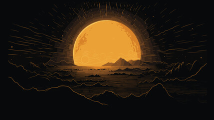 Wall Mural - mesmerizing beauty of a solar eclipse in a vector art piece. the moon gracefully passing in front of