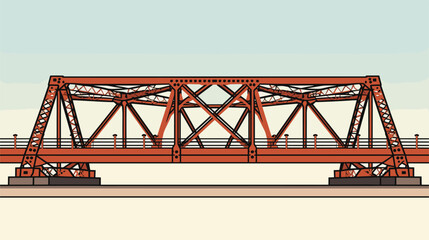 Wall Mural - industrial character of a truss bridge in a vector art piece showcasing the geometric patterns and s