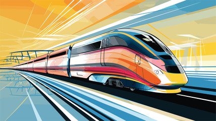 Wall Mural - high-speed capabilities of electric trains in a vector art piece showcasing trains racing along elec
