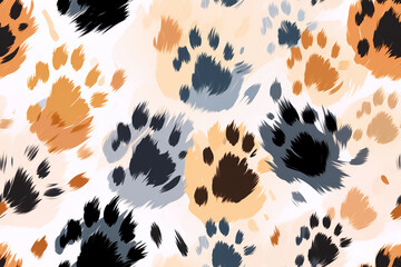 Wall Mural - seamless pattern with multicolored footsteps paw prints of wild animal on white background
