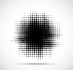 Wall Mural - grunge halftone frame. circle dots background. spotted abstract texture. grungy half tone spot. logo