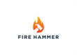 fire and hammer repair logo design vector illustration