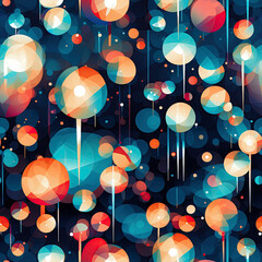 Wall Mural - geometric seamless pattern with round multicolored circles on dark background