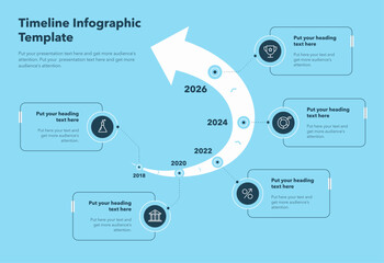 Aufkleber - Timeline infographic template with five stages - blue version. SImple chart design for workflow layout, diagram, banner, web design.
