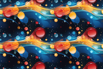 Wall Mural - seamless pattern with multicolored colored colorful soap bubbles on dark background