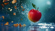 flying apple and water