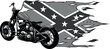 monochromatic illustration of motorcycles with confederate rebel flag