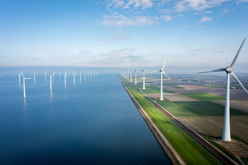 wind turbine park at the sea coast