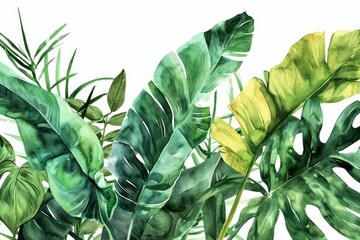 Poster - A detailed view of green plant leaves. This image can be used for various purposes