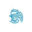Dragon logo icon vector design. modern logo line art