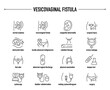 © missbobbit - Vesicovaginal Fistula symptoms, diagnostic and treatment vector icons. Line editable medical icons.