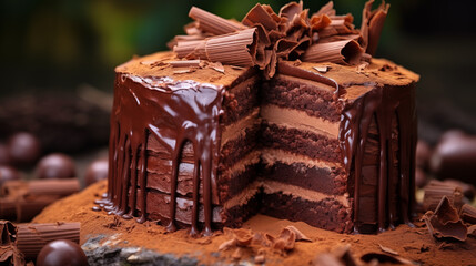 Poster - chocolate cake on a plate