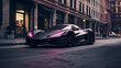 Super sports car with pink lights