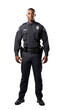 Policeman, a police officer afro-american man isolated on transparent white background