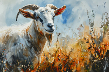 painting of a goat
