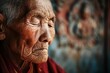 Tibetan monk meditating