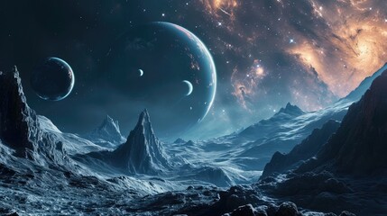 Wall Mural - futuristic galaxy background. wallpaper planet and stars