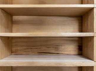 Poster - Empty white wooden shelf with copy space, and space for product display