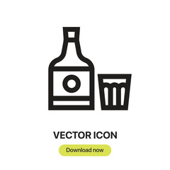 Aufkleber - Whisky icon vector. Linear-style sign for mobile concept and web design. Whisky symbol illustration. Pixel vector graphics - Vector.